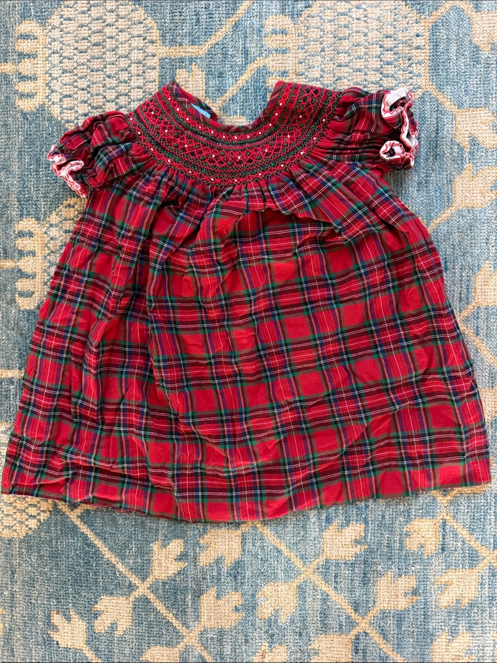 Hand Smocked ANAVINI Red Plaid Holiday Dress for Girls